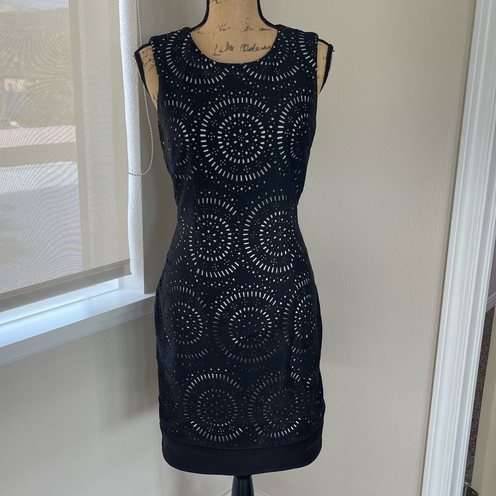 White House Black Market Black Laser-Cut Mini Dress